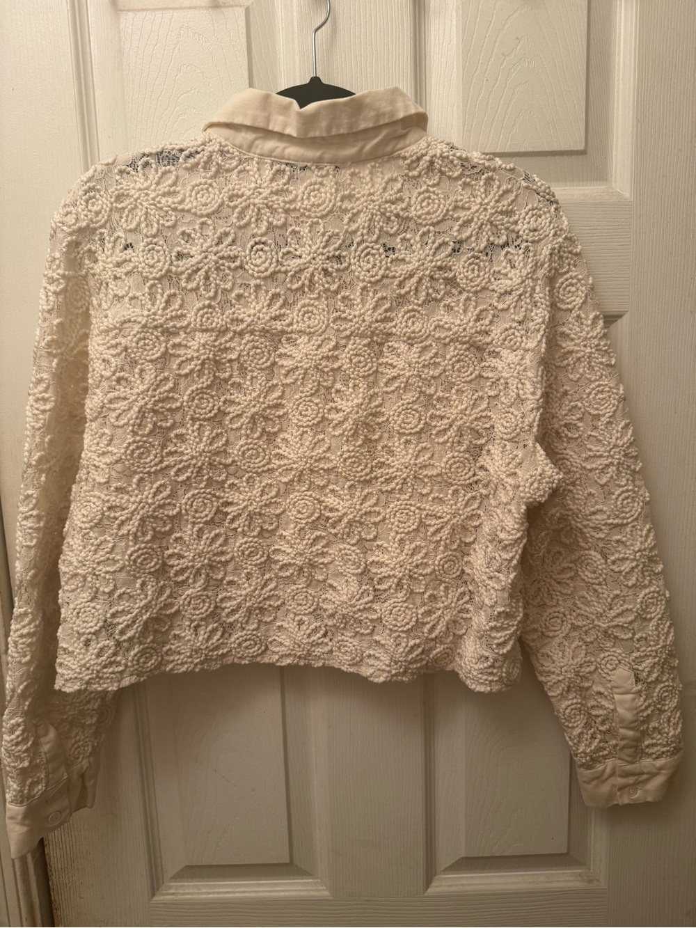 Cream Lace Button-Front Women's Top - Picture 2 of 4